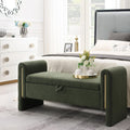Christopher Knight Home Upholstered Storage Ottoman, Teddy Fabric Bench with Solid Wood Legs, Comfortable Foot Rest Stool, Storage Bench for Bedroom End of Bed, Living Room, Dining Room, White