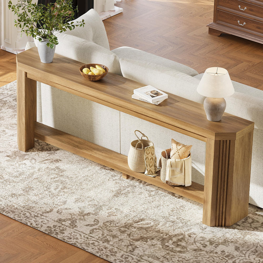 70" Console Table for Entryway, Narrow Long Sofa Table Behind Couch, Wood Couch Table with Open Storage, Easy Assembly Entryway Table for Living Room, Hallway, Foyer, Couch, Black
